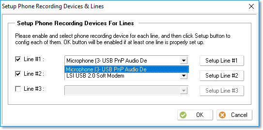 Setup Phone Recording Lines